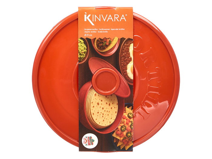 Kinvara Recipiente Tapa Tortitas Tortillas Rojo 22x22x7 cm (Set de 24)