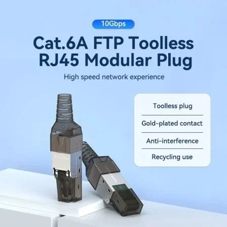 Vention IDIH0 Conector RJ45 Cat.6A FTP Sin Herramientas Color Gris Interfaz RJ45