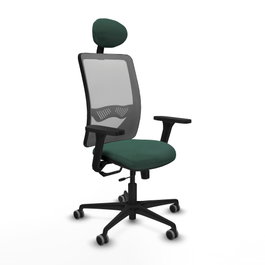 PIQUERAS Y CRESPO Silla de oficina Zulema con mecanismo Sincro/Traslack, Verde botella y Gris
