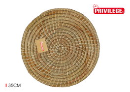 Privilege Salvamanteles Redondo de Mimbre, Diámetro 35 cm, Colección Korne, Ideal para Mesa y Decoración (16 Unidades)
