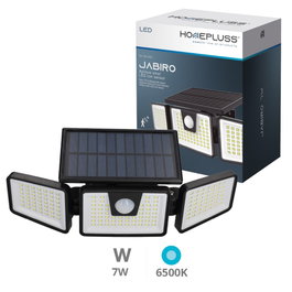 HomePluSS Aplique solar LED Jabiro 7W 6500K con sensor de movimiento y crepuscular (Negro)淘