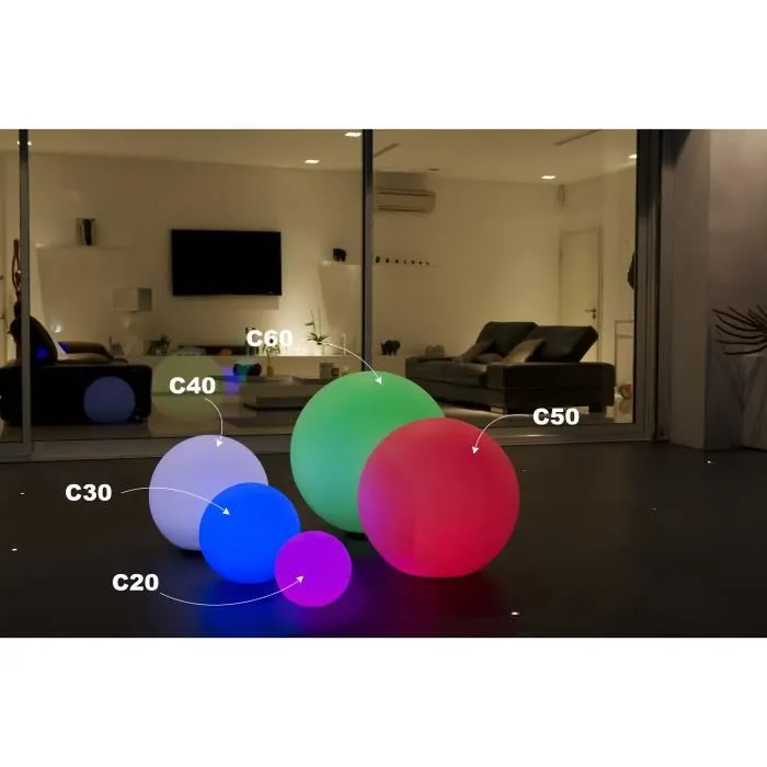 Lumisky Esfera LED Inalámbrica 30 cm Control Remoto Multicolor 16 Colores Modos LED Bajo Consumo