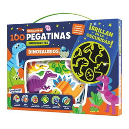 IMAGILAND Maletín de Actividades con 100 Pegatinas Luminiscentes de Dinosaurios