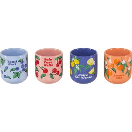 Bialetti Set de 4 Tazas de Espresso Mercato Della Frutta