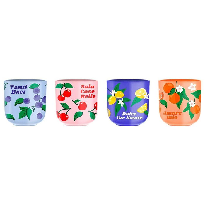 Bialetti Set de 4 Tazas de Espresso Mercato Della Frutta