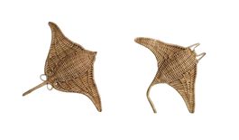 DKD Home Decor Decoración de Pared de Ratán Manta Raya, Pack de 2, Natural
