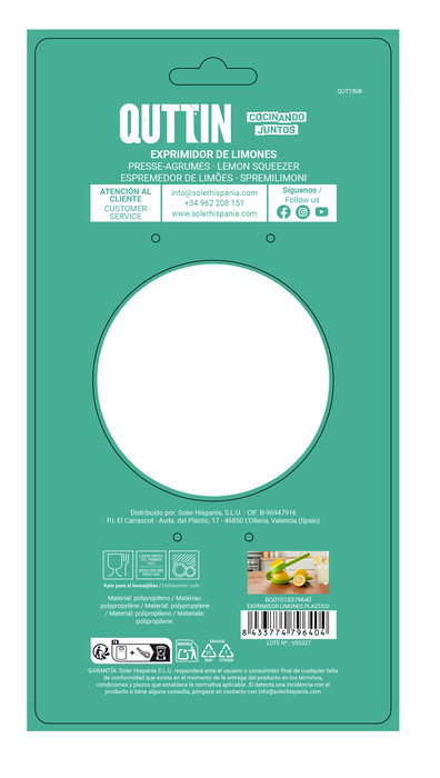 Inde Exprimidor de Limones de Plástico, 22x8x9.5 cm, 128 g, Ideal para Cocina y Bar, Fácil de Usar y Limpiar (24 Unidades)