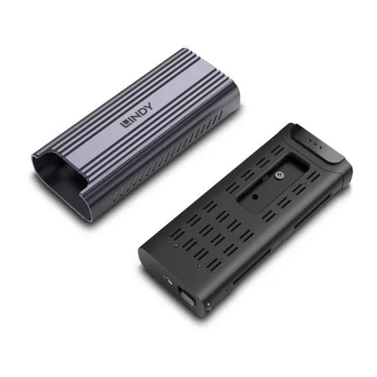 Lindy 43394 Caja Externa para SSD M.2 NVMe PCIe USB 4 (40 Gbit/s) Tipo C, Gris Aluminio