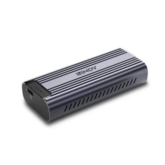 Lindy 43394 Caja Externa para SSD M.2 NVMe PCIe USB 4 (40 Gbit/s) Tipo C, Gris Aluminio