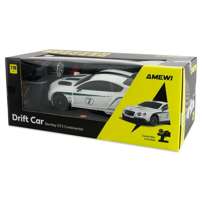 AMEWI Bentley GT3 Coche de Carreras RC Drift a Escala 1:18, Blanco, 2.4 GHz, 20 km/h, 500 mAh, para 6+ Años