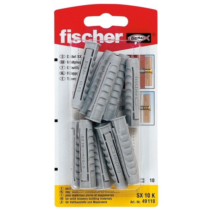 Fischer Taco Nylon SX Med. 5-25 mm Blister para Hormigón y Mampostería