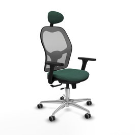 PIQUERAS Y CRESPO Silla de oficina Jorquera con mecanismo Sincro/Traslack, Verde botella y Gris