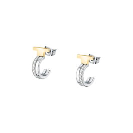 Trussardi Pendientes T-LOGO SS YG CRYSTAL WHITE TJAXC35