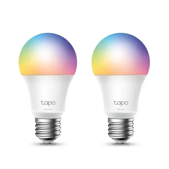 TP-Link Tapo TL13E Bombilla LED Inteligente WiFi, E27, RGB Multicolor Regulable, 806 Lm, Compatible con Alexa y Google Home, 2.4 GHz, Blanco Metálico, Pack de 2
