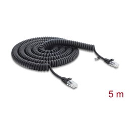 DeLOCK Cable de red RJ45 en espiral Cat.5e 5 m negro
