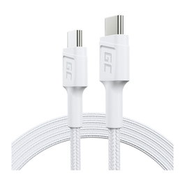 Green Cell Cable USB-C a USB-C 1.2m - USB 3.2 Gen 1 (480 Mbps) con Carga Rápida PD de 60 W - Color Blanco