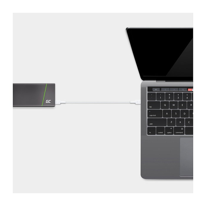 Green Cell Cable USB-C a USB-C 1.2m - USB 3.2 Gen 1 (480 Mbps) con Carga Rápida PD de 60 W - Color Blanco