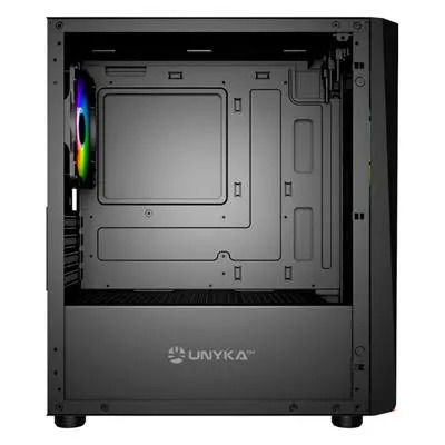 UNYKA UK113021 Caja Semitorre/Micro-ATX Mini Glayze Negra con Ventana, USB 3.0, Control A-RGB, sin Fuente