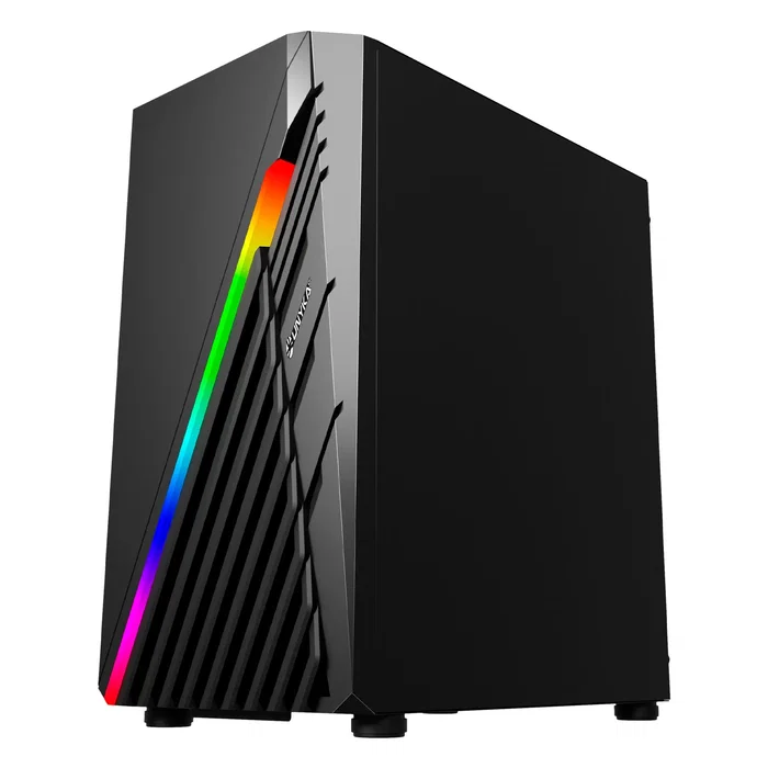 UNYKA UK113021 Caja Semitorre/Micro-ATX Mini Glayze Negra con Ventana, USB 3.0, Control A-RGB, sin Fuente