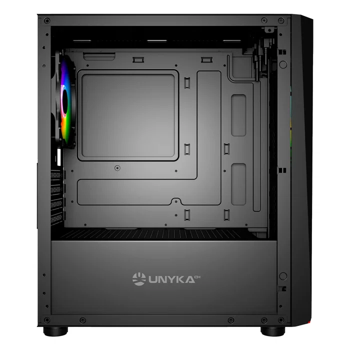 UNYKA UK113021 Caja Semitorre/Micro-ATX Mini Glayze Negra con Ventana, USB 3.0, Control A-RGB, sin Fuente
