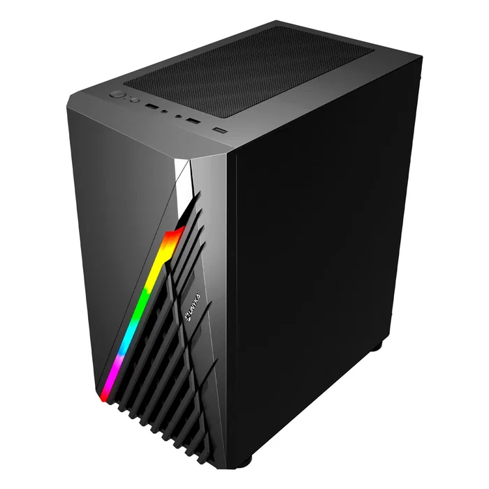UNYKA UK113021 Caja Semitorre/Micro-ATX Mini Glayze Negra con Ventana, USB 3.0, Control A-RGB, sin Fuente