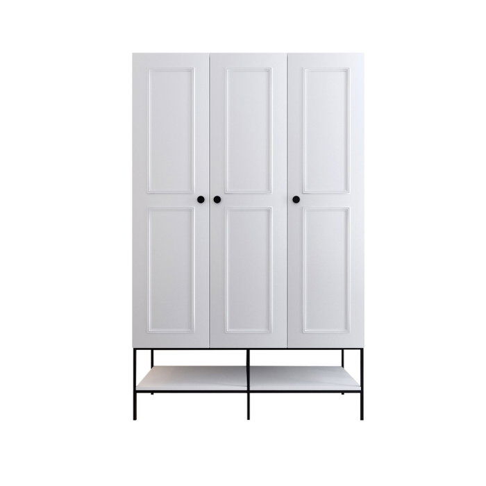 Hanah Home Armario Martin 3 - White Elegancia Atemporal en Blanco y Negro con Amplio Almacenamiento, 126x200x50 cm