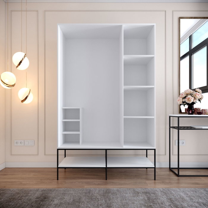 Hanah Home Armario Martin 3 - White Elegancia Atemporal en Blanco y Negro con Amplio Almacenamiento, 126x200x50 cm