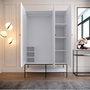 Hanah Home Armario Martin 3 - White Elegancia Atemporal en Blanco y Negro con Amplio Almacenamiento, 126x200x50 cm