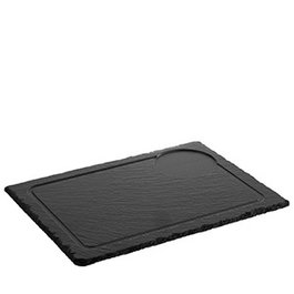 APS Plato Steak de Pizarra Natural para Carne o Queso, Plato de Servir - Vajilla, 33x24 cm (Set de 6)