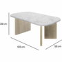 Diagone Mesa de centro QUARTZ ovalada imitación mármol blanco y patas de roble