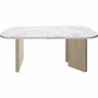 Diagone Mesa de centro QUARTZ ovalada imitación mármol blanco y patas de roble