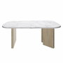 Diagone Mesa de centro QUARTZ ovalada imitación mármol blanco y patas de roble