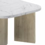 Diagone Mesa de centro QUARTZ ovalada imitación mármol blanco y patas de roble