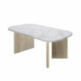 Diagone Mesa de centro QUARTZ ovalada imitación mármol blanco y patas de roble