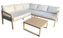DKD Home Decor Sofá Esquinero Roda para Terraza y Jardín, Marrón y Beige, 200x200x68 cm, Desmontable, Set de 2 Piezas