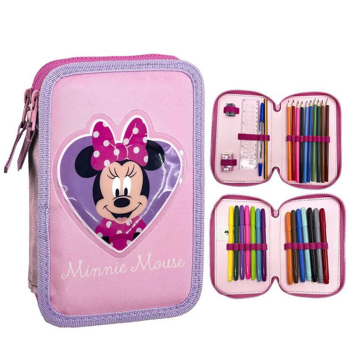 Cerdá Plumier Minnie Disney con Accesorios y Doble Compartimento Rosa