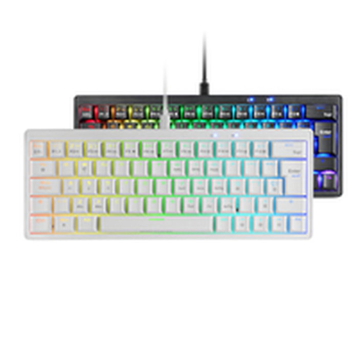 Mars Gaming MK Mini Pro Teclado Mecánico 60% Blanco Switch Amarillo