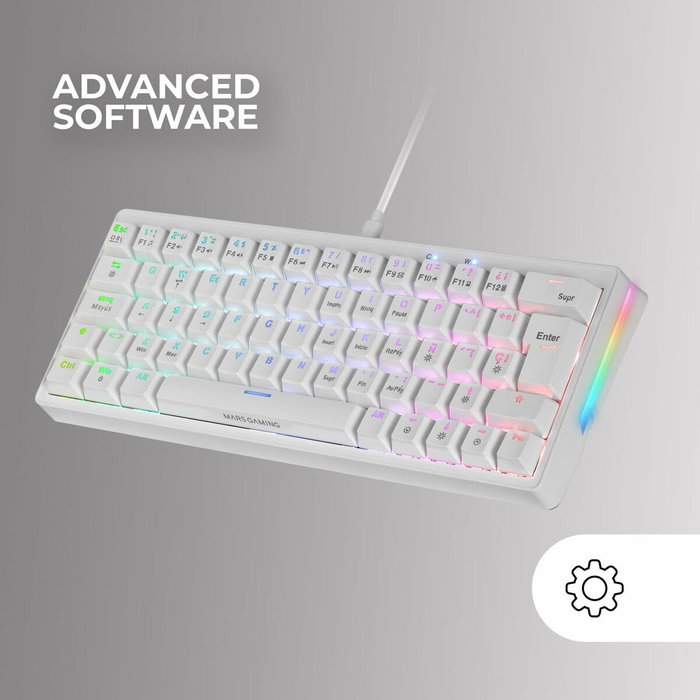 Mars Gaming MK Mini Pro Teclado Mecánico 60% Blanco Switch Amarillo