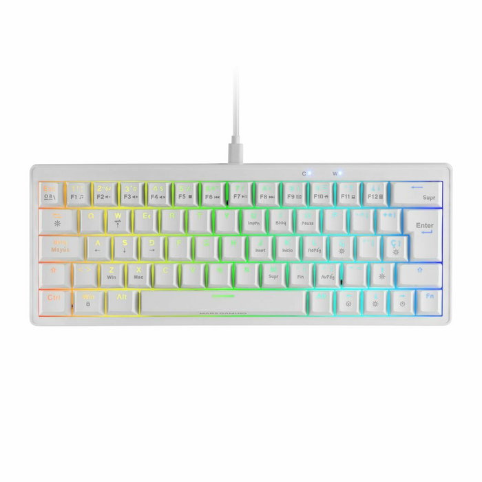 Mars Gaming MK Mini Pro Teclado Mecánico 60% Blanco Switch Amarillo