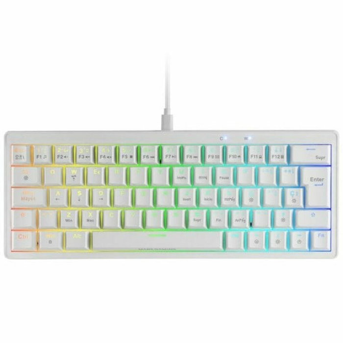 Mars Gaming MK Mini Pro Teclado Mecánico 60% Blanco Switch Amarillo