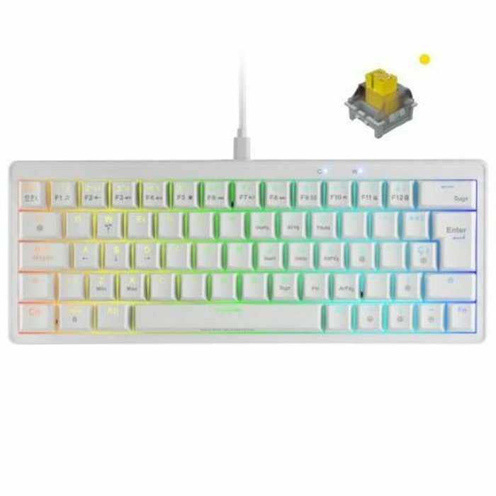 Mars Gaming MK Mini Pro Teclado Mecánico 60% Blanco Switch Amarillo