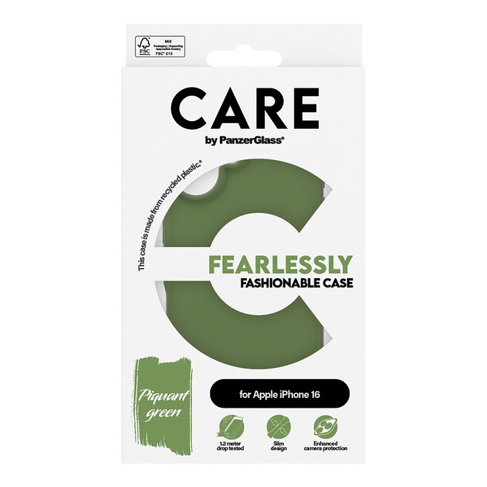 PanzerGlass CARE Case Fashion Green para iPhone 16