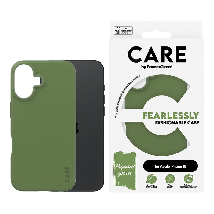 PanzerGlass CARE Case Fashion Green para iPhone 16