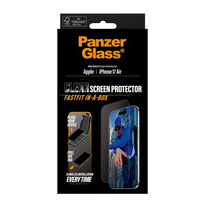 PanzerGlass Protector de pantalla Ultra-Wide Fit para iPhone 17 Air con marco negro PanzerGlass Protector de pantalla Ultra-Wide Fit para iPhone 17 Air con marco negro