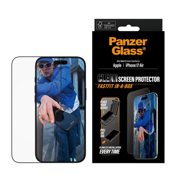 PanzerGlass Protector de pantalla Ultra-Wide Fit para iPhone 17 Air con marco negro PanzerGlass Protector de pantalla Ultra-Wide Fit para iPhone 17 Air con marco negro