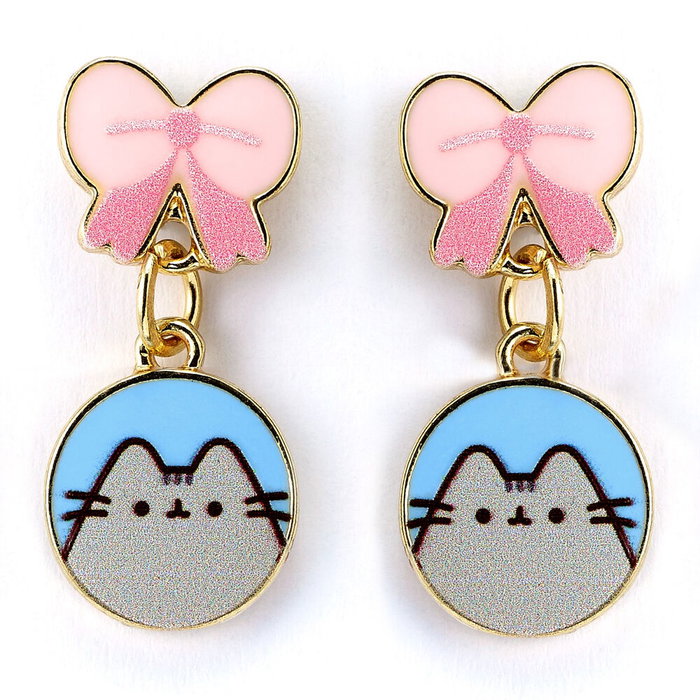 THE CARAT SHOP Pendientes Lazos Pusheen con Lazos Rosas Aleación de Zinc Colgantes Gato Licenciado