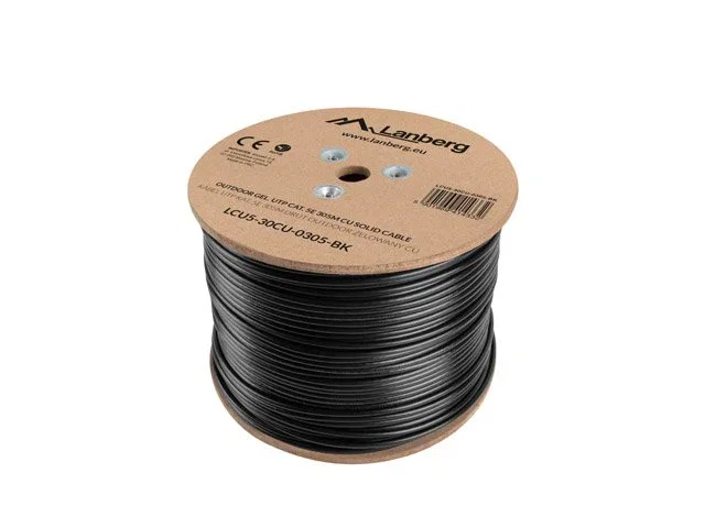 LANBERG Cable de Red Cat5e U/UTP Negro 305 m