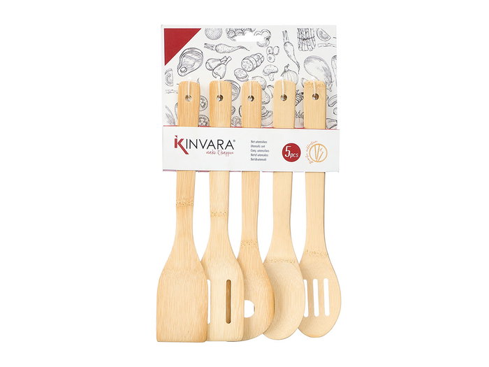 Kinvara Set 5 Utensilios Bambu Marron 20x36x1 cm (Set de 18)