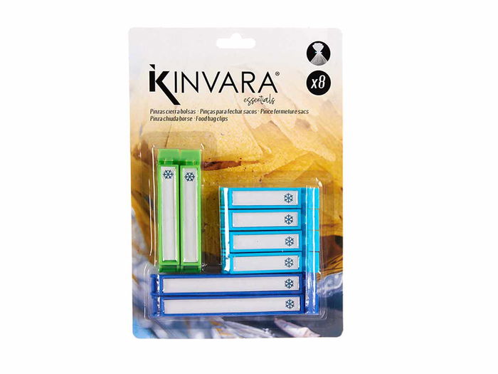 KINVARA Set 8 Cierrabolsas Plástico Verde, Turquesa, Azul 15 cm x 21.8 cm x 2 cm (Set de 36)