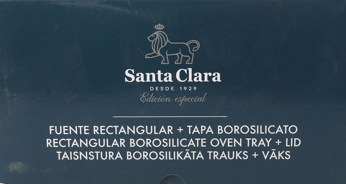 Inde Fuente Rectangular para Horno con Tapa de Borosilicato, 4.5 Litros, 33 x 20 x 13 cm (2 Unidades)